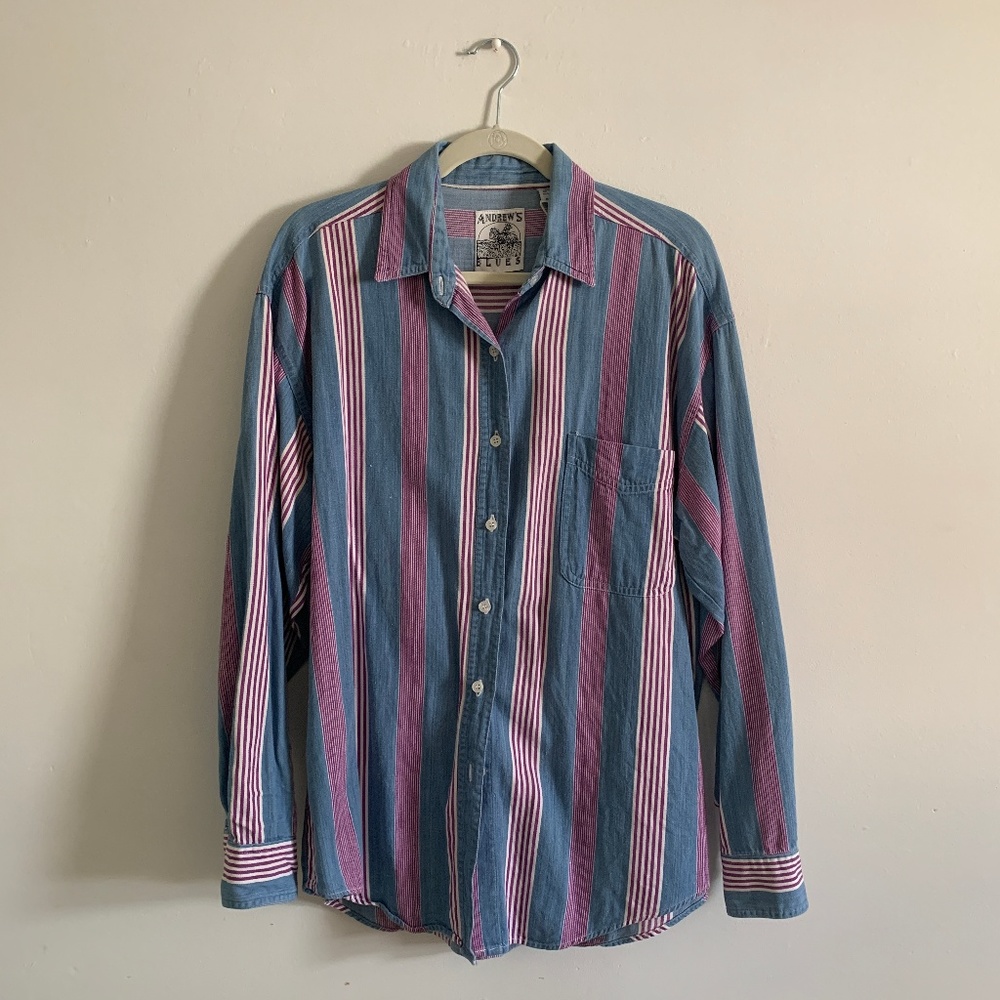 Andrews Blues striped button down shirt